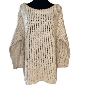 Peace Love World Sweater Texture with Boat Neck/Off Shoulder Open Stitch Size 3X